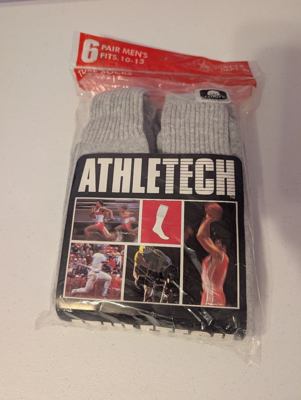 Vintage Atletech Gray Tube Socks Crew Length Size 10-13 K Mart 6 Pairs NOS